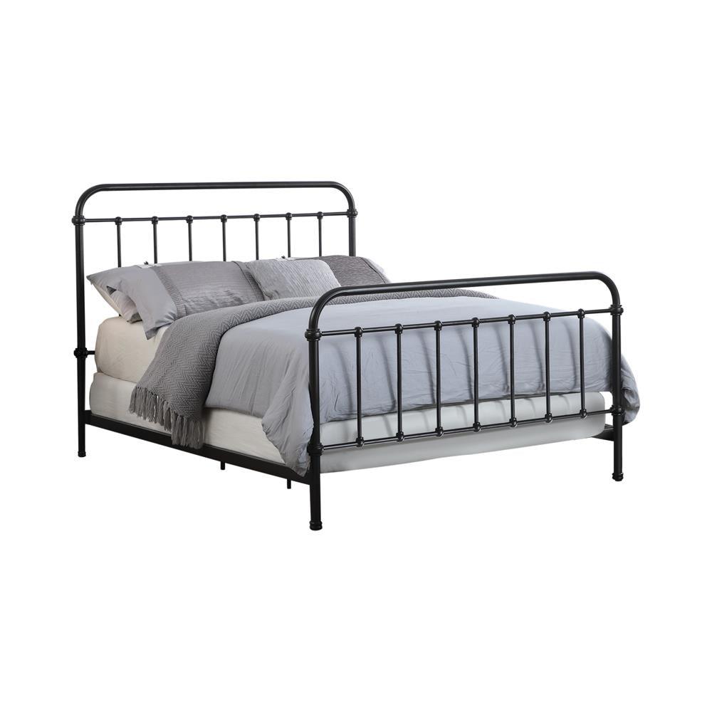 Livingston Queen Panel Metal Bed Dark Bronze - Ella Furniture