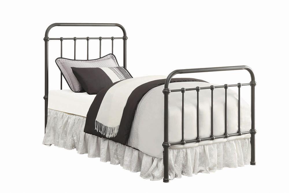 Livingston Twin Panel Metal Bed Dark Bronze - Ella Furniture