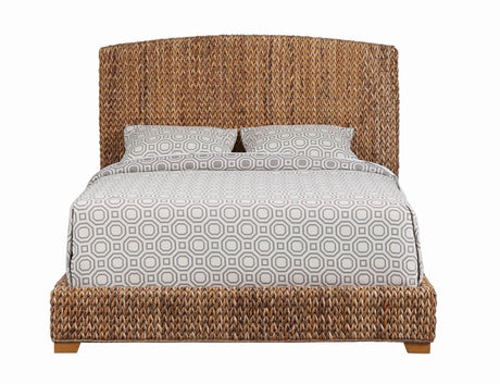 Laughton Eastern King Hand-woven Banana Leaf Bed Amber - Ella Furniture