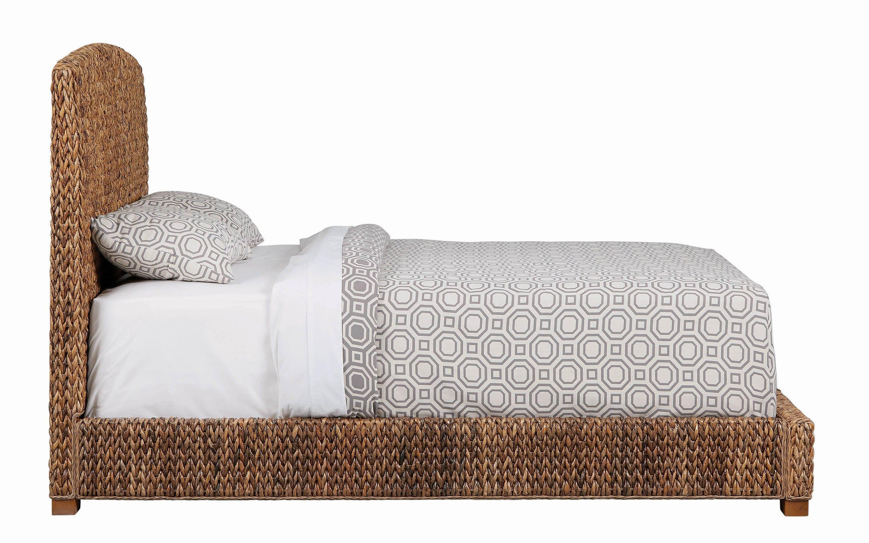 Laughton Queen Hand-woven Banana Leaf Bed Amber - Ella Furniture