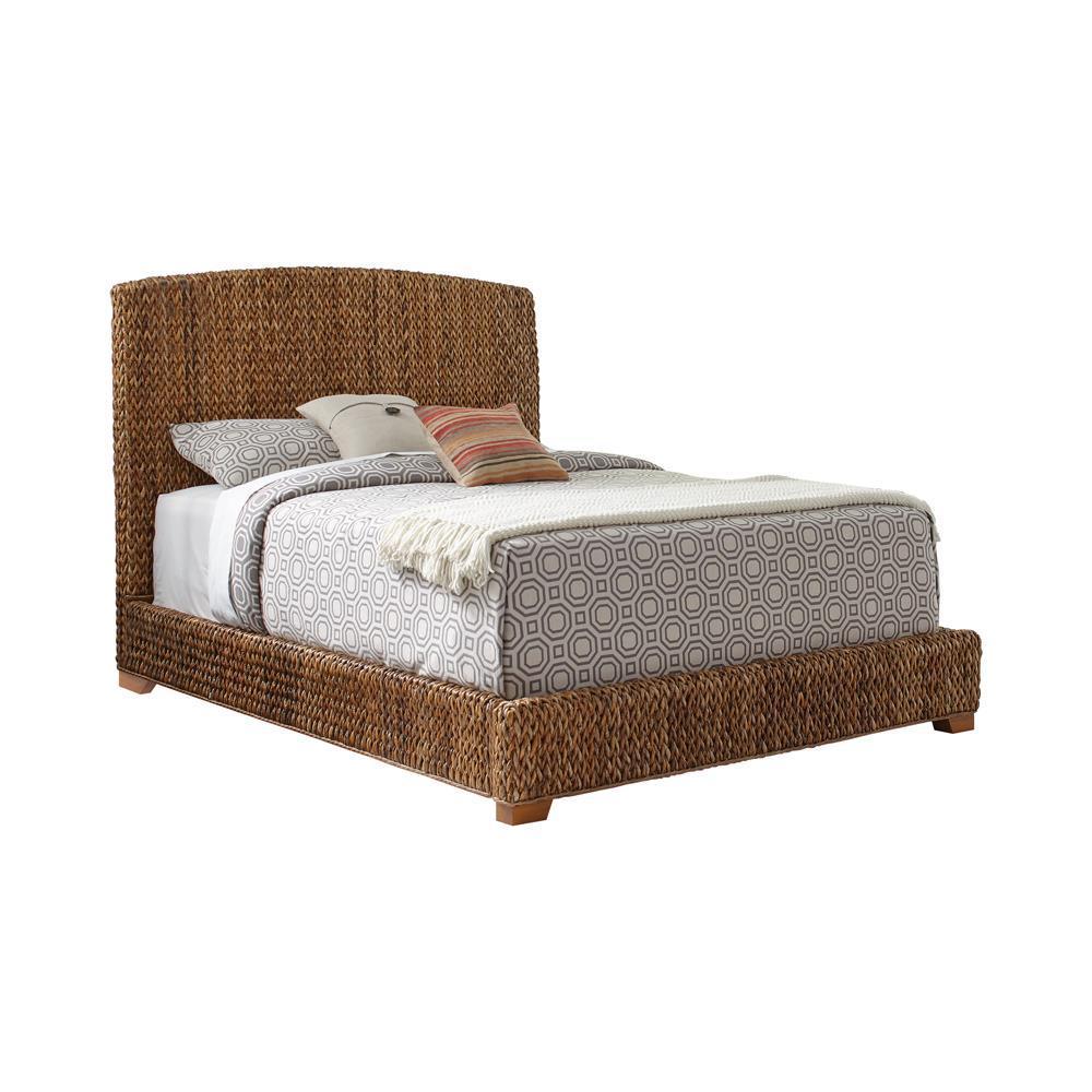 Laughton Queen Hand-woven Banana Leaf Bed Amber - Ella Furniture