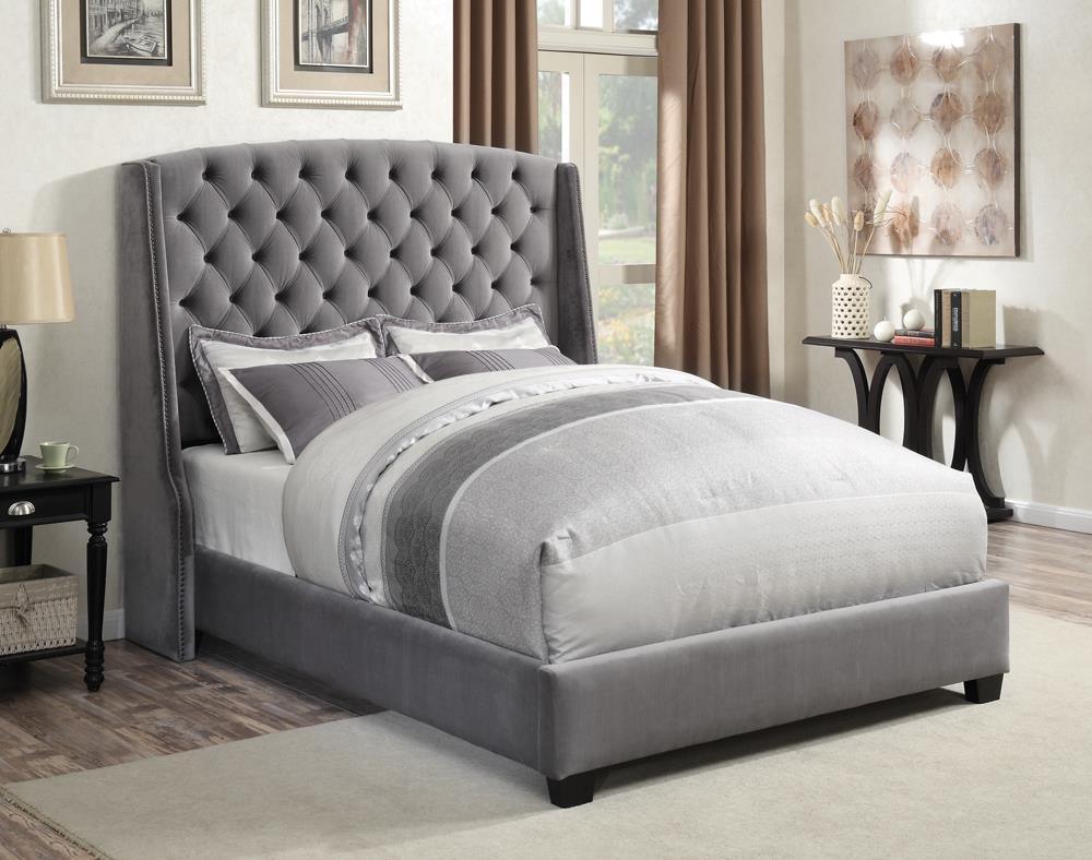 Pissarro Queen Tufted Upholstered Bed Grey - Ella Furniture