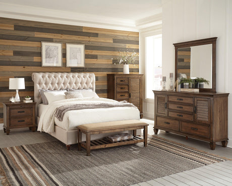 Devon Button Tufted Upholstered Full Bed Beige - Ella Furniture