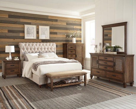Devon Button Tufted Upholstered Eastern King Bed Beige - Ella Furniture