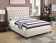 Devon Button Tufted Upholstered Queen Bed Beige - Ella Furniture