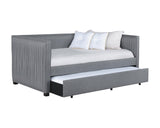Brodie Upholstered Twin Daybed With Trundle Grey - Ella Furniture