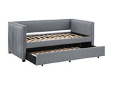 Brodie Upholstered Twin Daybed With Trundle Grey - Ella Furniture