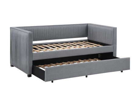 Brodie Upholstered Twin Daybed With Trundle Grey - Ella Furniture