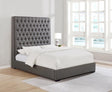 Camille Eastern King Button Tufted Bed Grey - Ella Furniture