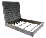 Camille Eastern King Button Tufted Bed Grey - Ella Furniture