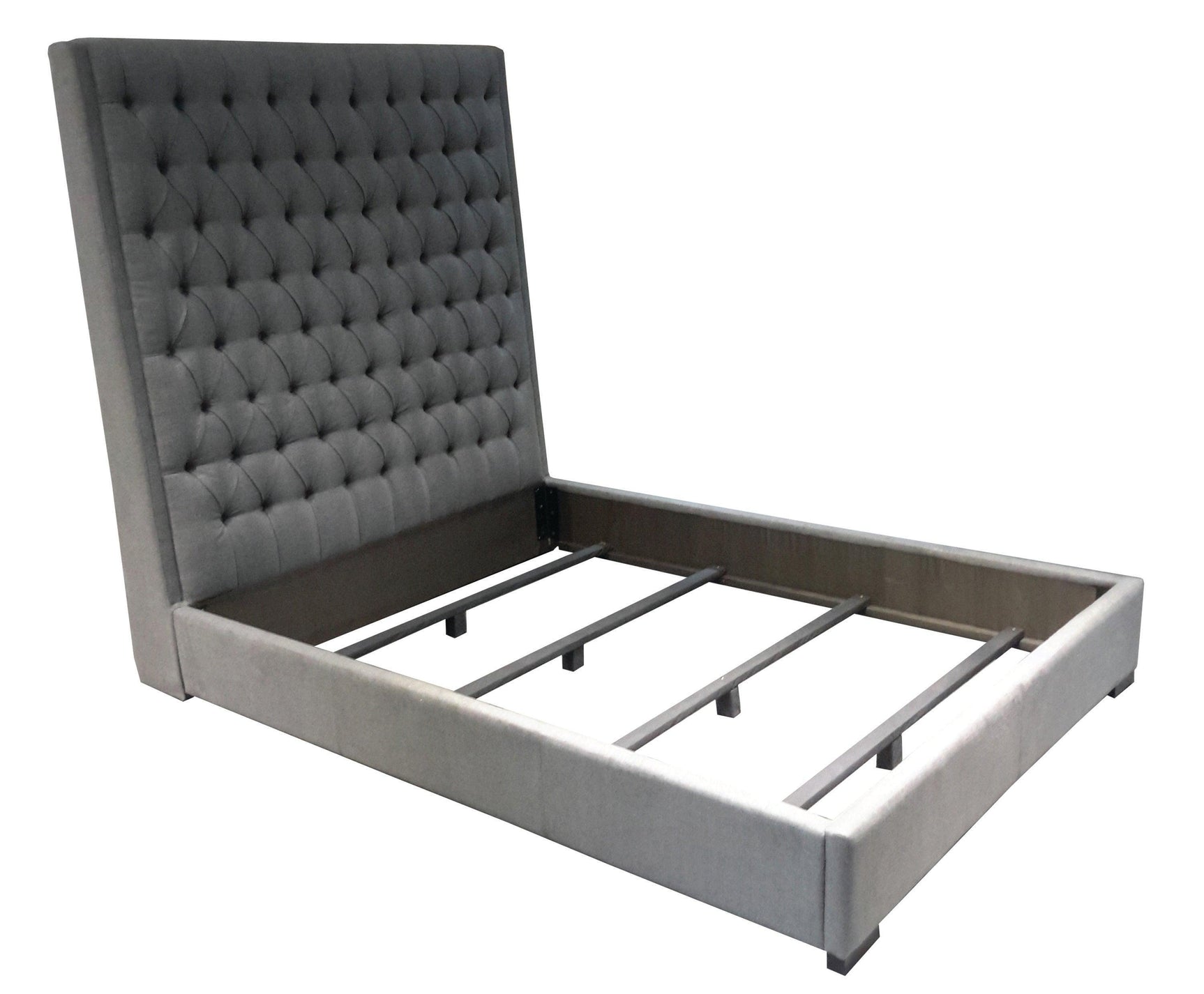 Camille Eastern King Button Tufted Bed Grey - Ella Furniture