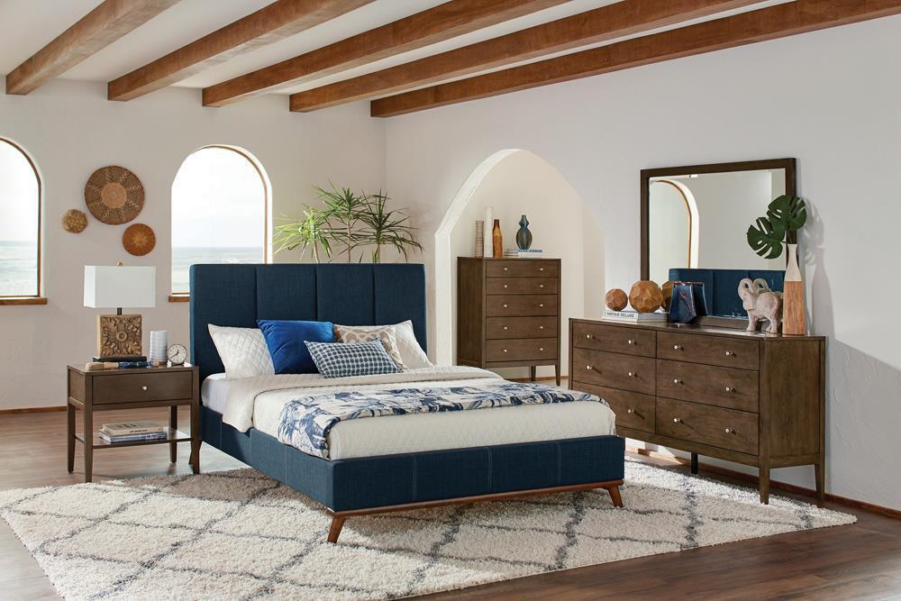 Charity Full Upholstered Bed Blue - Ella Furniture