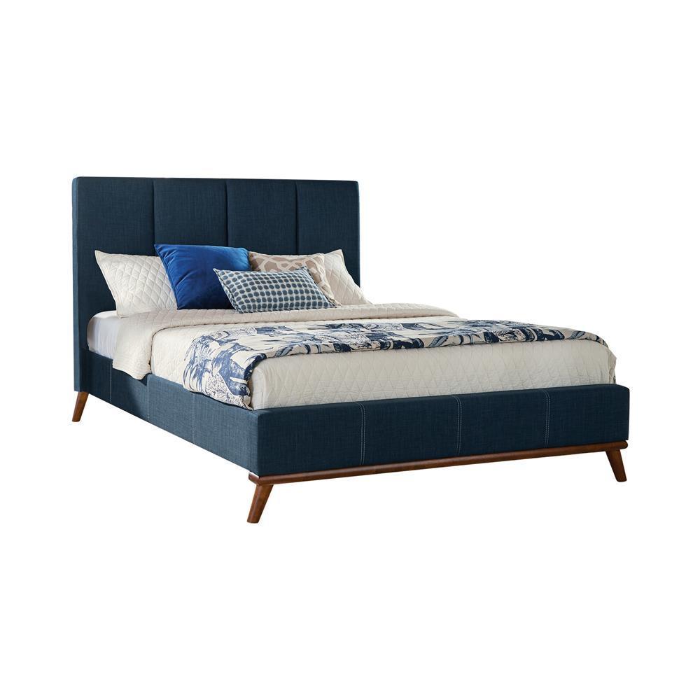 Charity Queen Upholstered Bed Blue - Ella Furniture