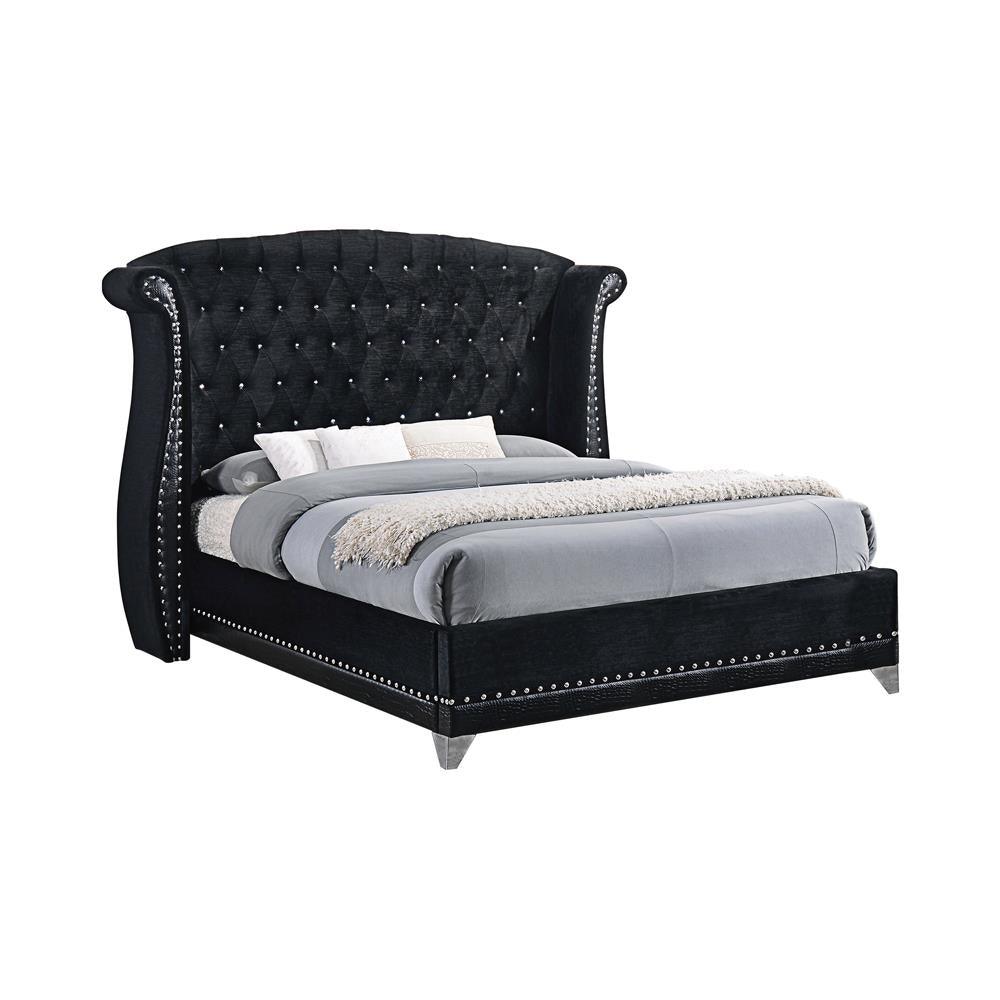 Barzini Eastern King Tufted Upholstered Bed Black - Ella Furniture