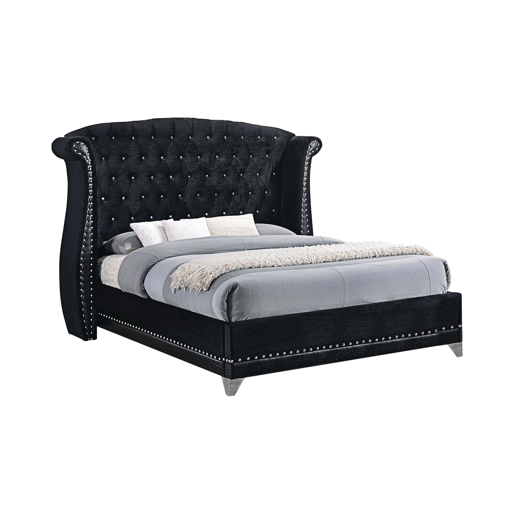 Barzini Tufted Rectangular Trunk With Nailhead Black - Ella Furniture