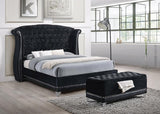 Barzini Eastern King Tufted Upholstered Bed Black - Ella Furniture