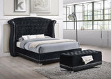 Barzini Queen Tufted Upholstered Bed Black - Ella Furniture