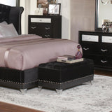 Barzini Tufted Rectangular Trunk With Nailhead Black - Ella Furniture
