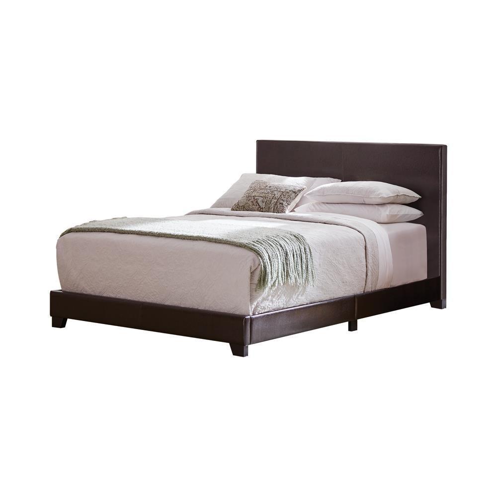 Dorian Upholstered Queen Bed Brown - Ella Furniture