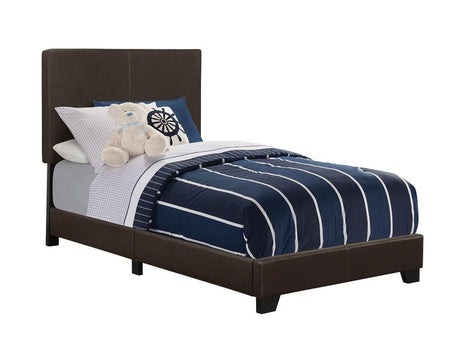Dorian Upholstered Twin Bed Brown - Ella Furniture