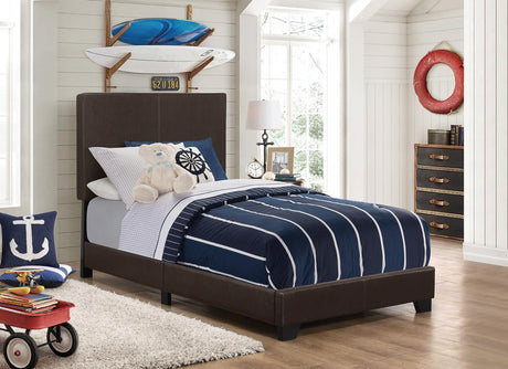 Dorian Upholstered Twin Bed Brown - Ella Furniture