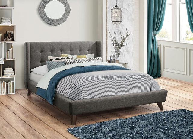 Carrington Button Tufted Queen Bed Grey - Ella Furniture