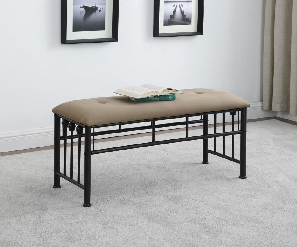 Livingston Upholstered Bench Brown And Dark Bronze - Ella Furniture