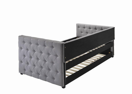 Mockern Tufted Upholstered Daybed With Trundle Grey - Ella Furniture
