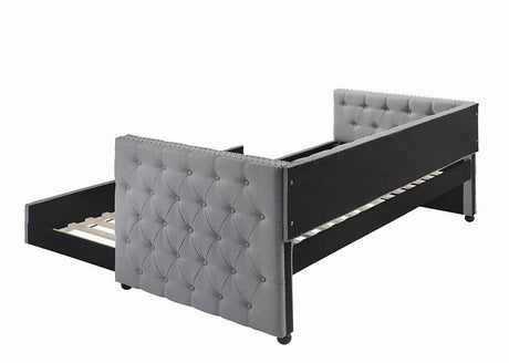 Mockern Tufted Upholstered Daybed With Trundle Grey - Ella Furniture
