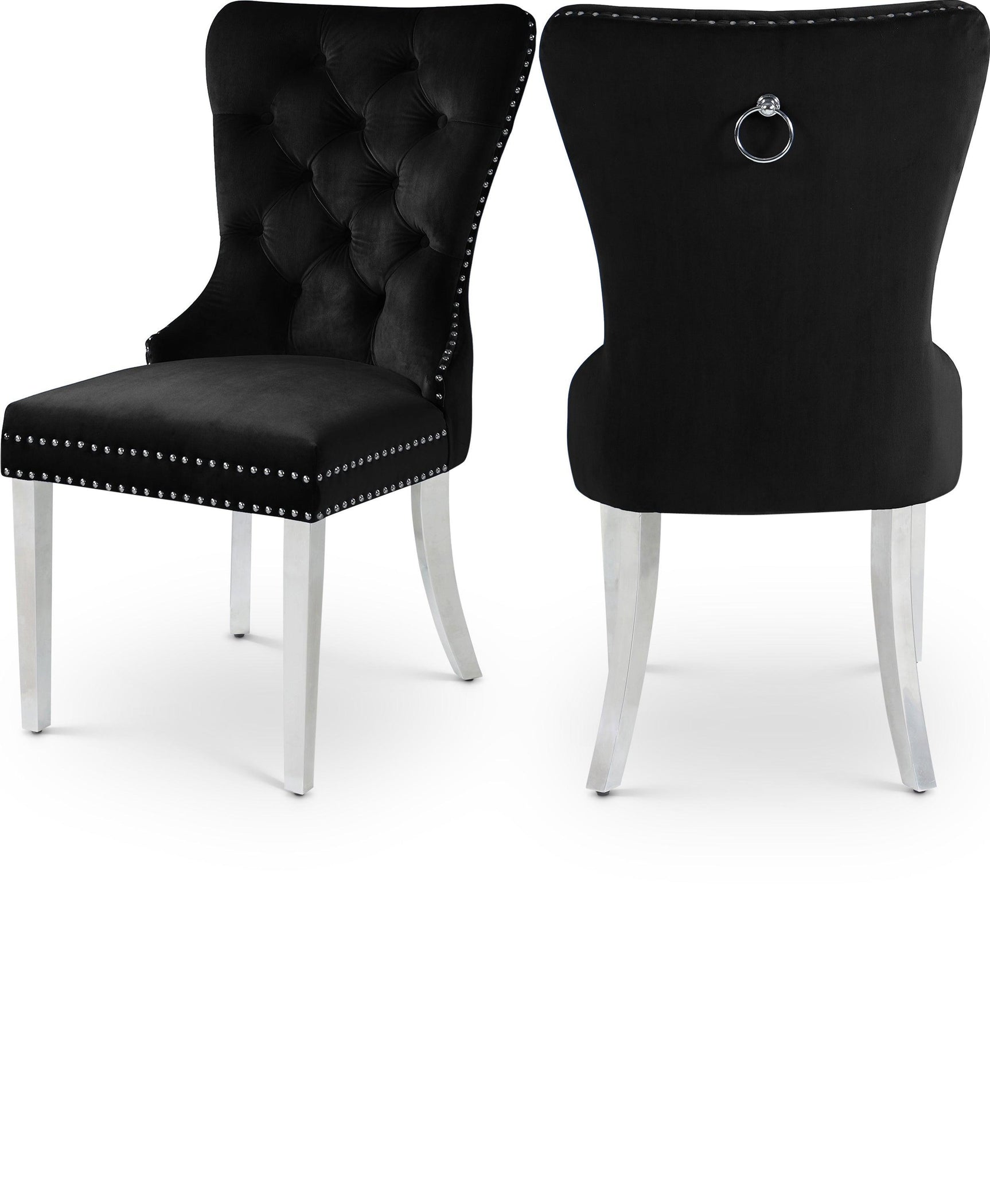 Carmen Black Velvet Dining Chair - Ella Furniture