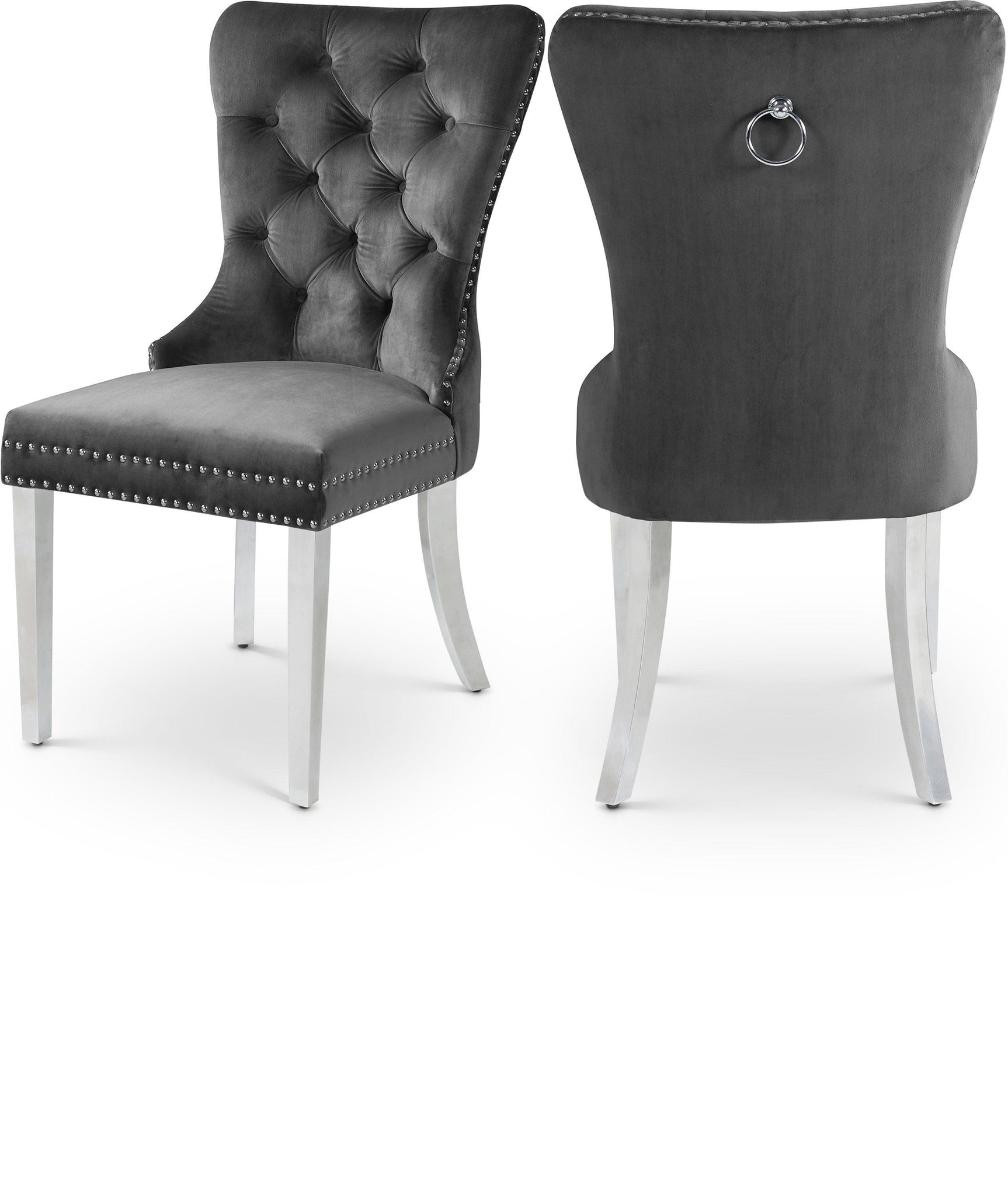 Carmen Grey Velvet Dining Chair - Ella Furniture