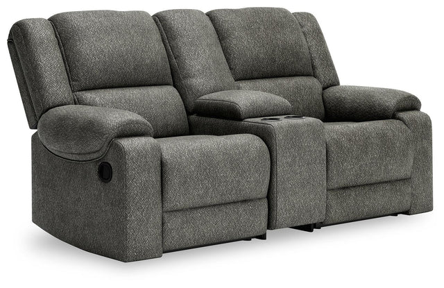 Benlocke Flannel 3-Piece Reclining Loveseat With Console - Ella Furniture