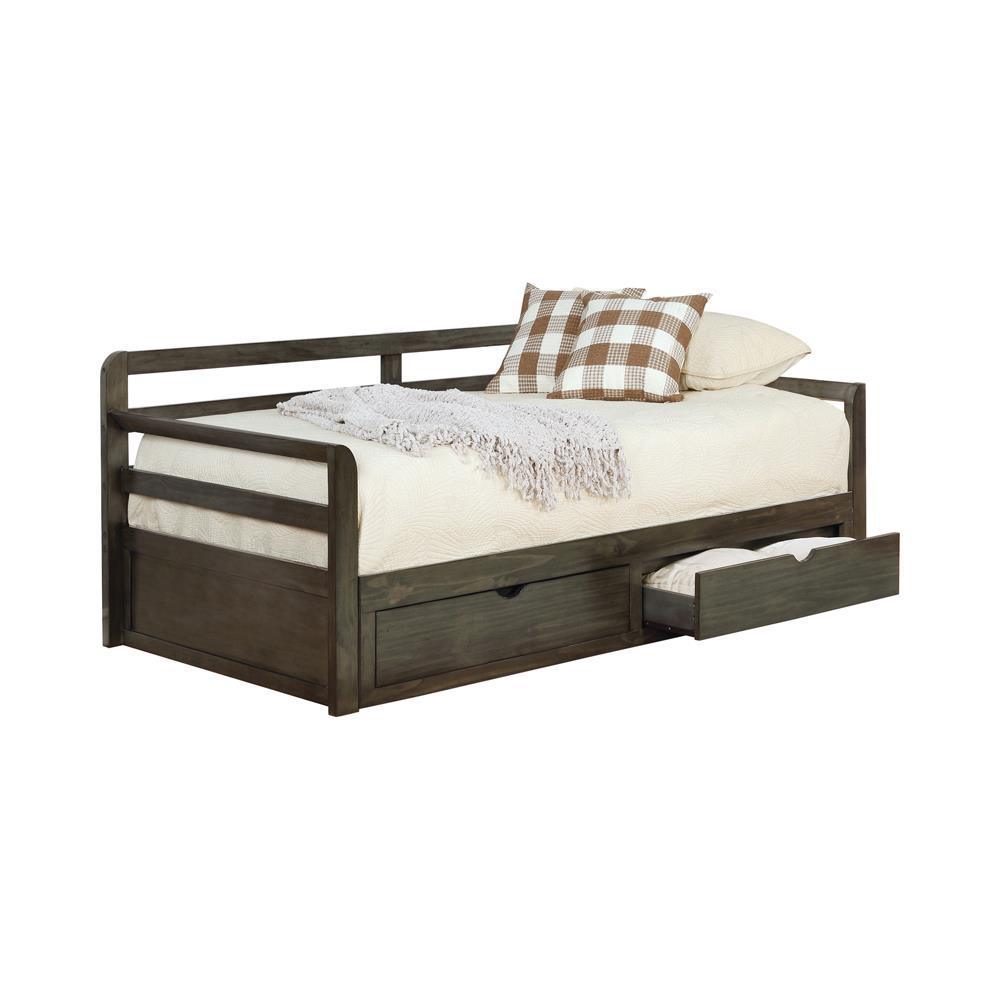 Sorrento 2-Drawer Twin Daybed With Extension Trundle Grey - Ella Furniture