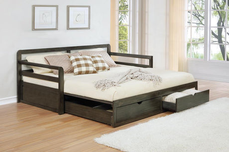 Sorrento 2-Drawer Twin Daybed With Extension Trundle Grey - Ella Furniture