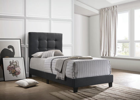 Mapes Tufted Upholstered Twin Bed Charcoal - Ella Furniture