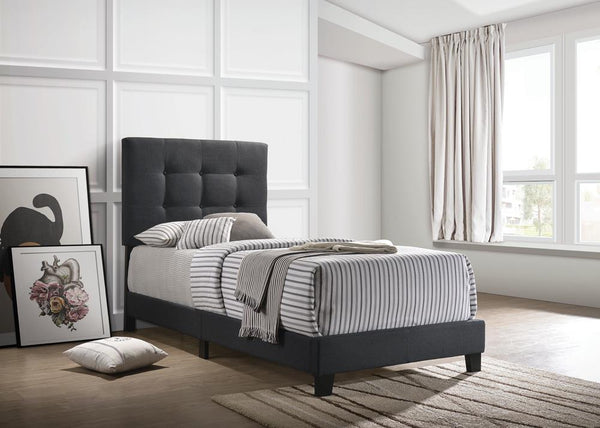 Mapes Tufted Upholstered Twin Bed Charcoal - Ella Furniture
