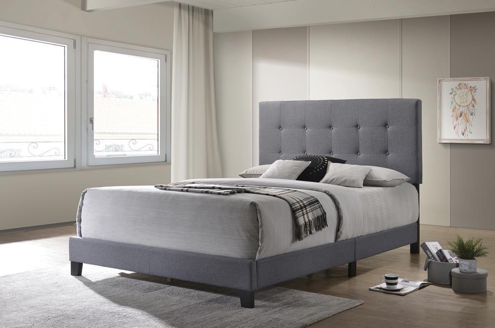 Mapes Tufted Upholstered Eastern King Bed Grey - Ella Furniture