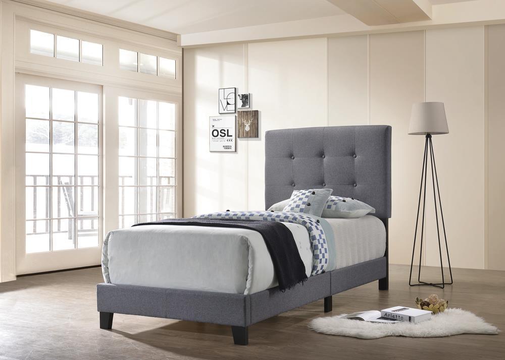 Mapes Tufted Upholstered Twin Bed Grey - Ella Furniture