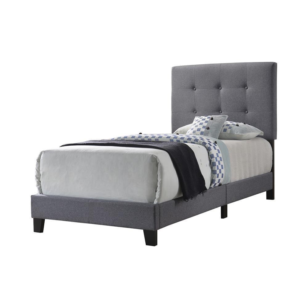 Mapes Tufted Upholstered Twin Bed Grey - Ella Furniture