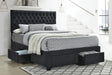 Soledad Queen 4-Drawer Button Tufted Storage Bed Charcoal - Ella Furniture
