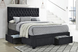 Soledad Queen 4-Drawer Button Tufted Storage Bed Charcoal - Ella Furniture