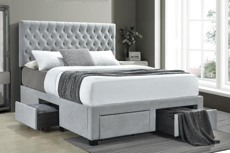 Soledad Full 4-Drawer Button Tufted Storage Bed Beige - Ella Furniture