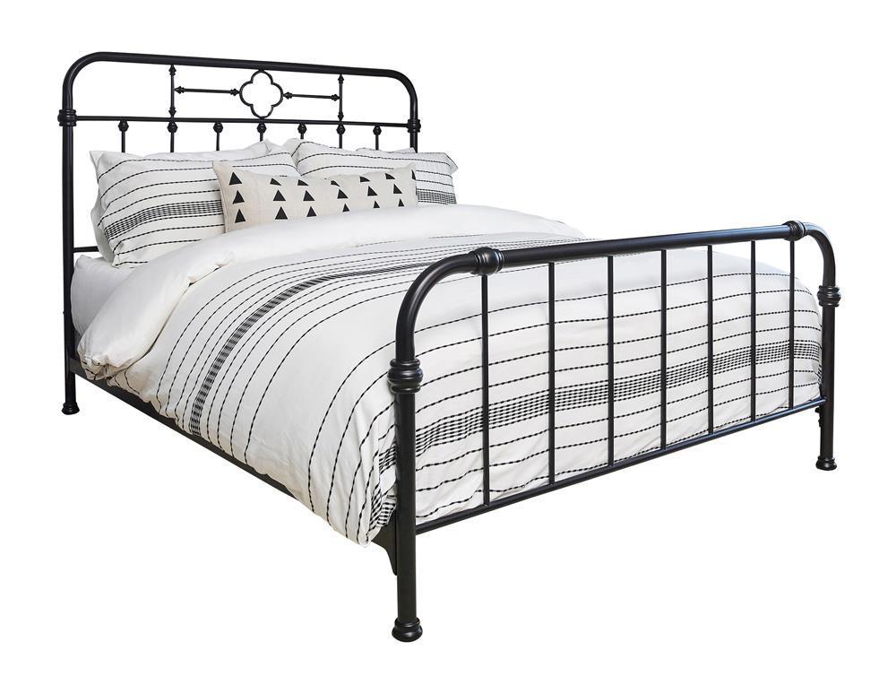 Packlan Queen Metal Panel Bed Matte Black - Ella Furniture