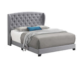 Krome Queen Upholstered Bed With Demi-wing Headboard Smoke - Ella Furniture