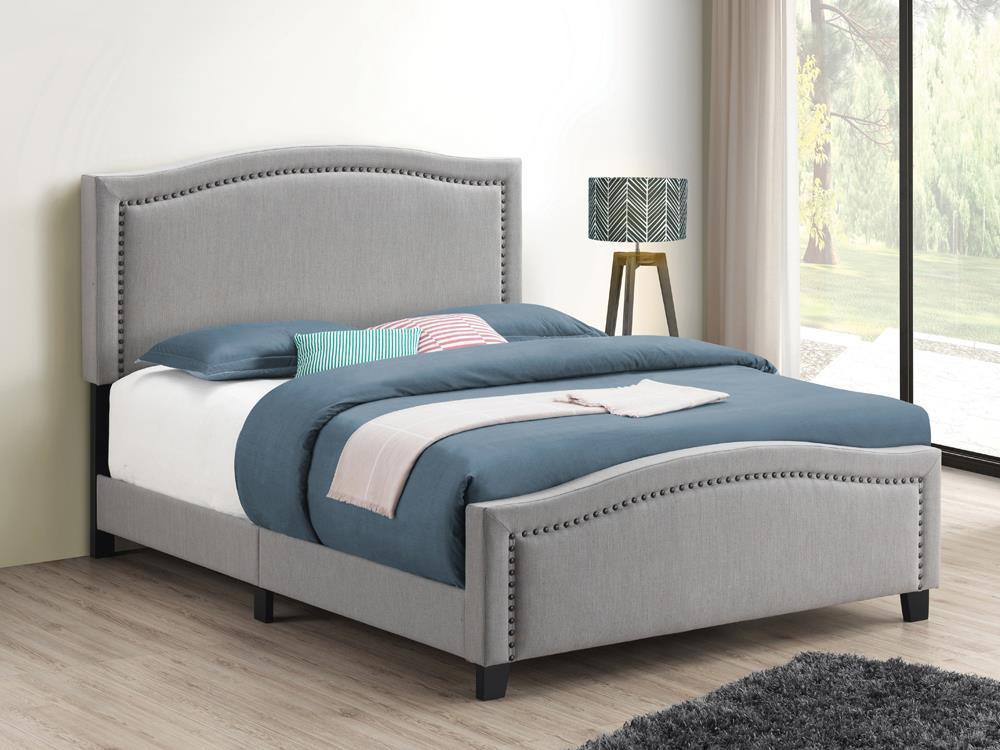 Hamden Eastern King Upholstered Panel Bed Mineral - Ella Furniture