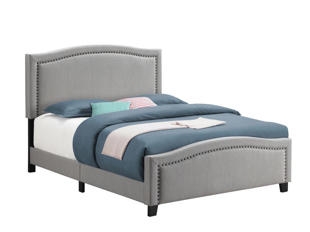 Hamden Eastern King Upholstered Panel Bed Mineral - Ella Furniture