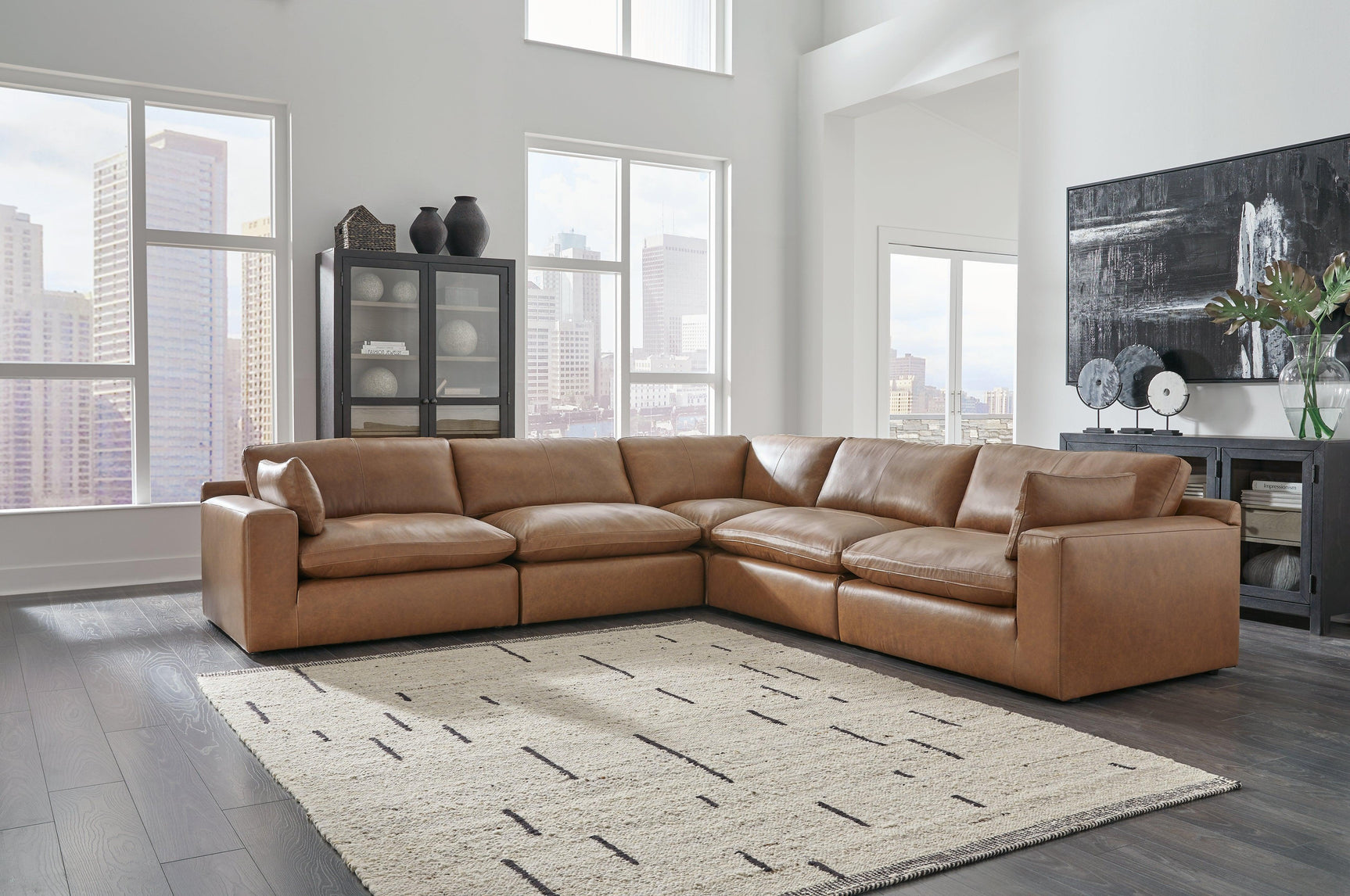 Emilia Caramel 5-Piece Sectional [ETA: 07/22] - Ella Furniture