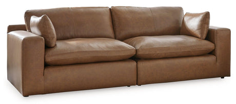 Emilia Caramel 2-Piece Sectional Loveseat [ETA: 07/22] - Ella Furniture