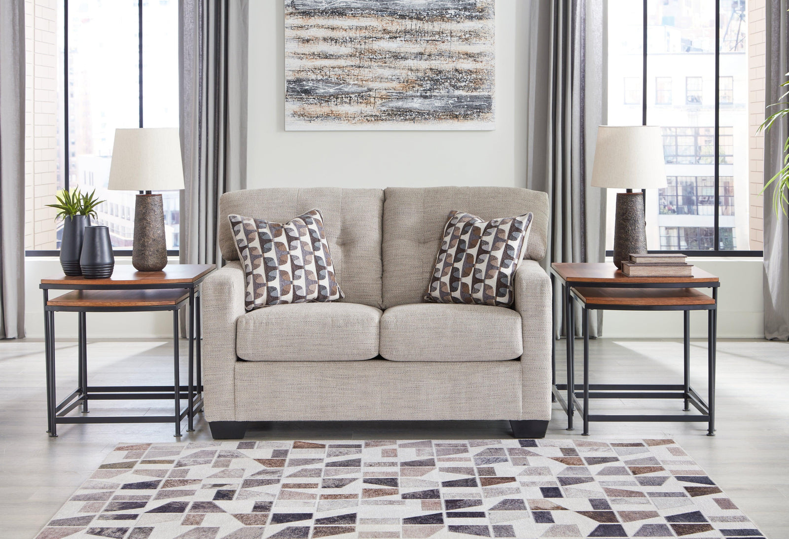 Mahoney Pebble Chenille Loveseat - Ella Furniture