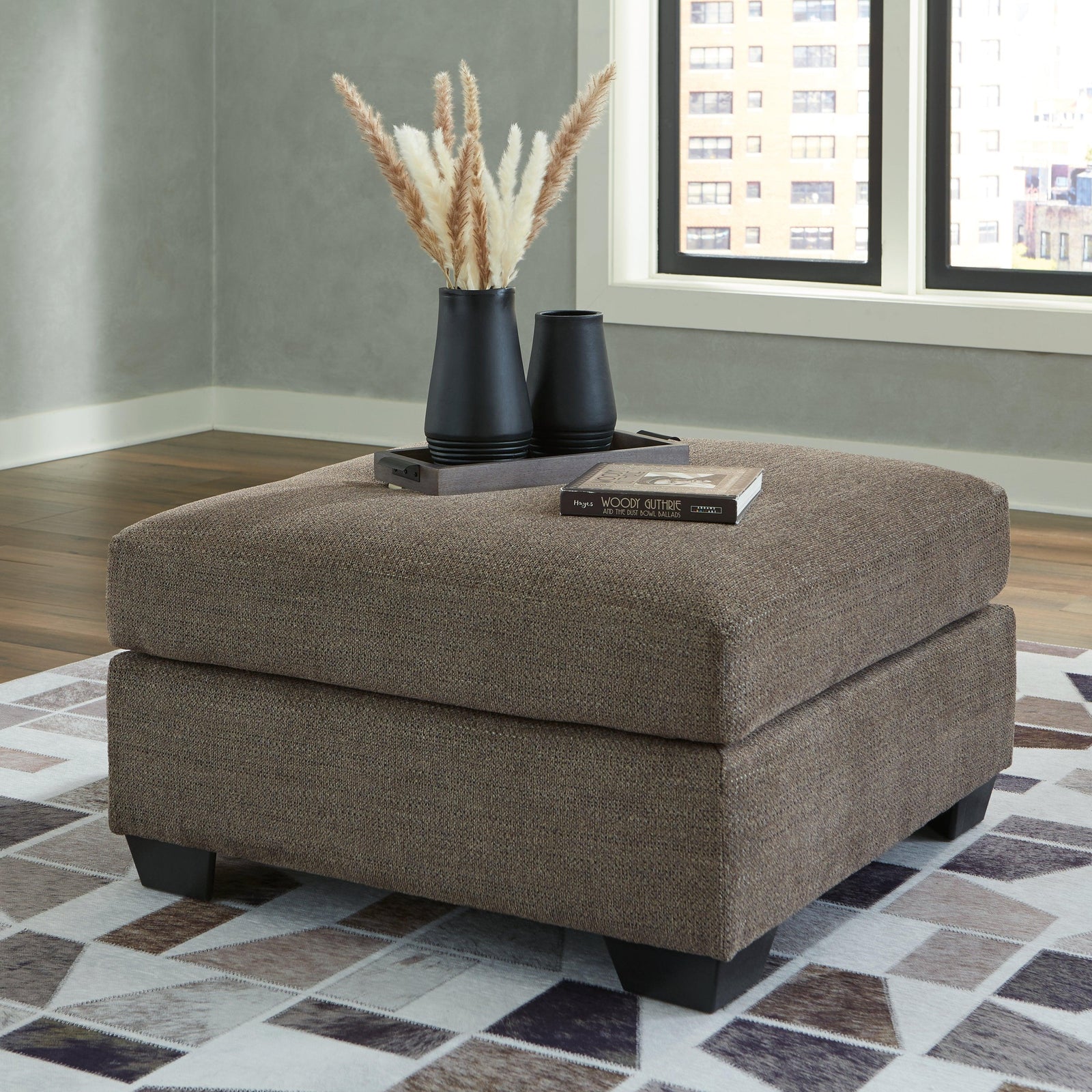 Mahoney Chocolate Chenille Oversized Accent Ottoman - Ella Furniture